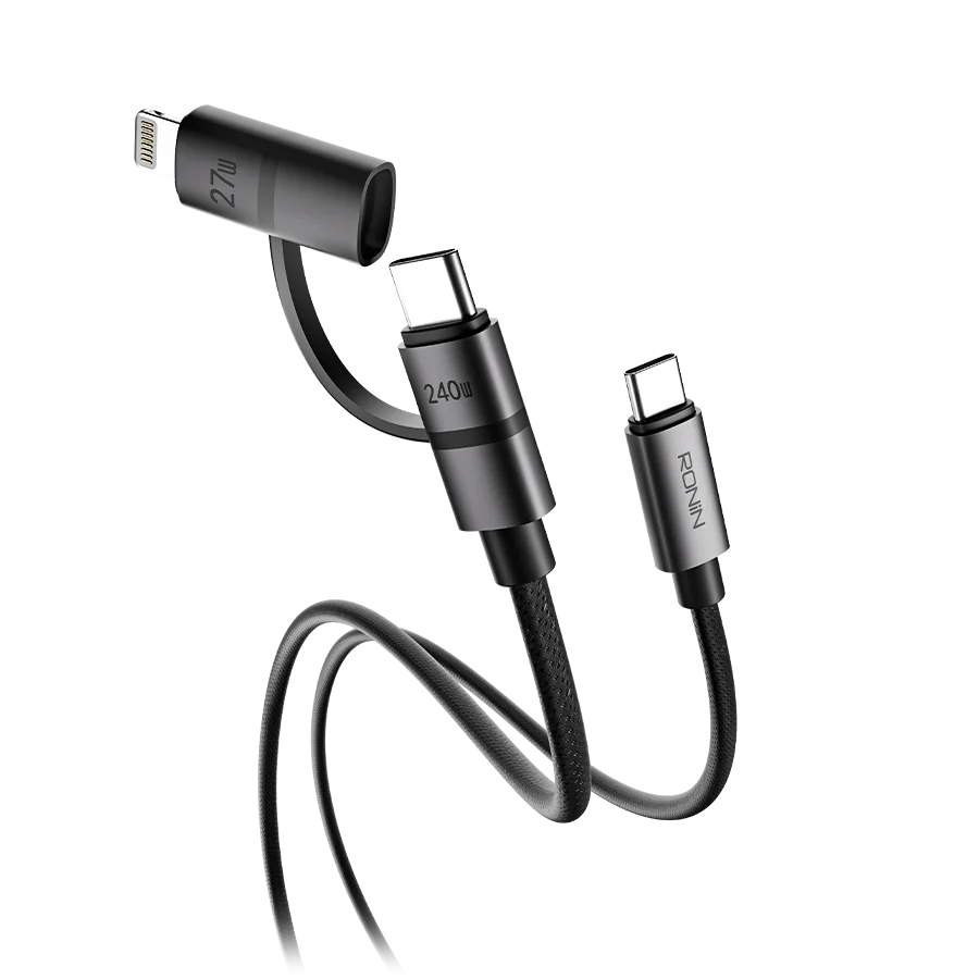 R-2020 2 in 1 charging cable - Type-C to Lightning braided cable