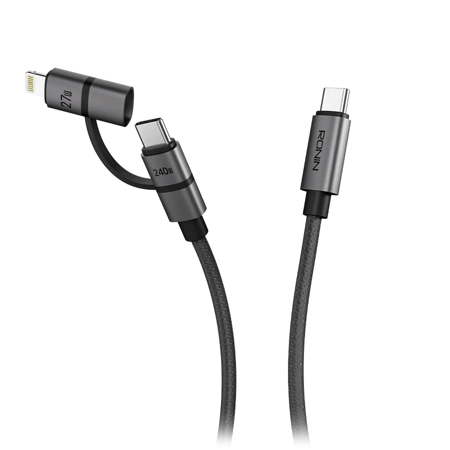 R-2020 2 in 1 charging cable - Type-C to Lightning braided cable