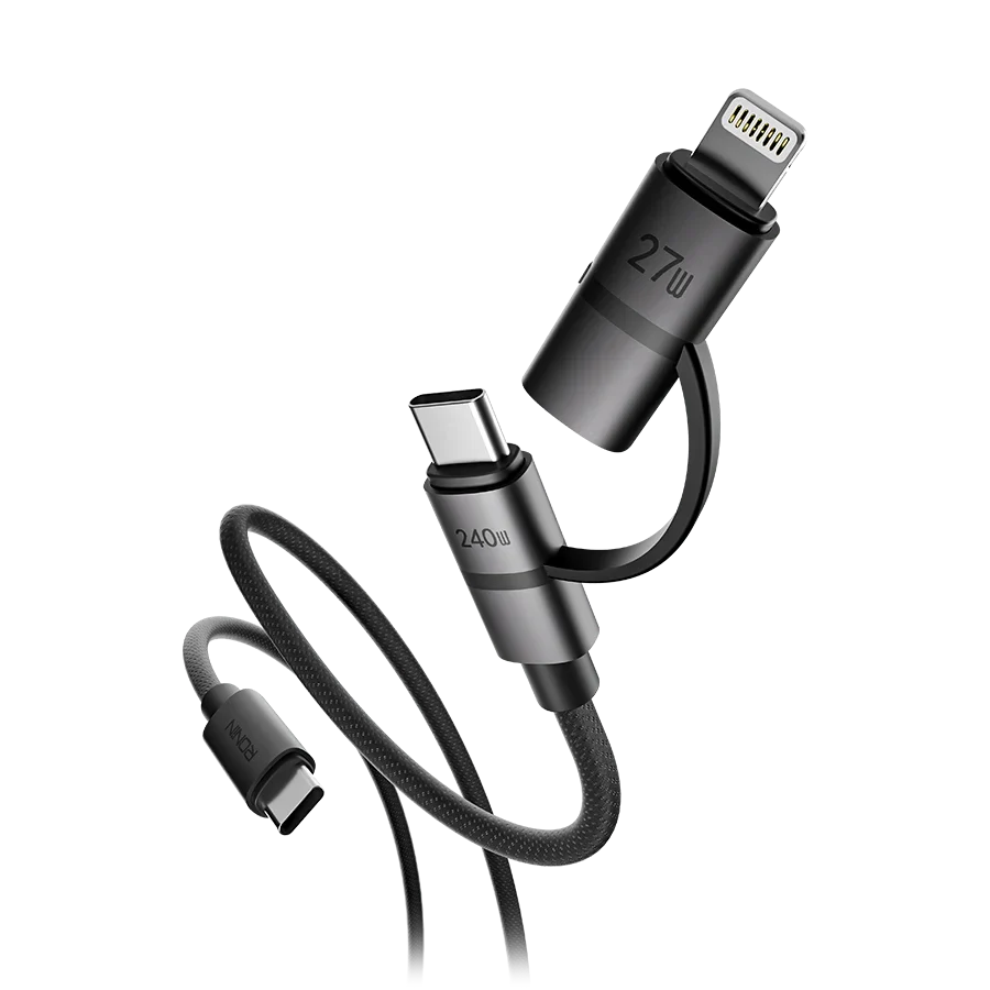 R-2020 2 in 1 charging cable - Type-C to Lightning braided cable