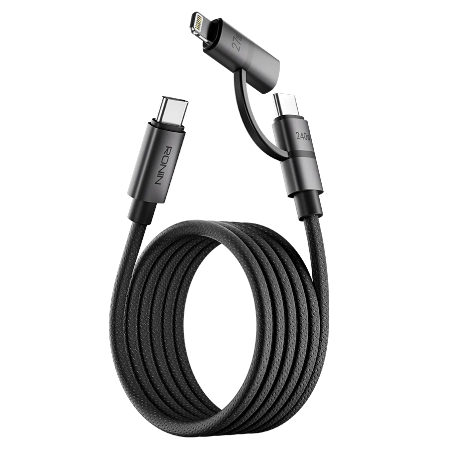 R-2020 2 in 1 charging cable - Type-C to Lightning braided cable