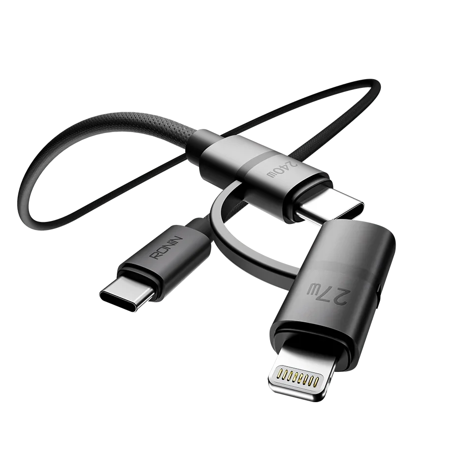 R-2020 2 in 1 charging cable - Type-C to Lightning braided cable