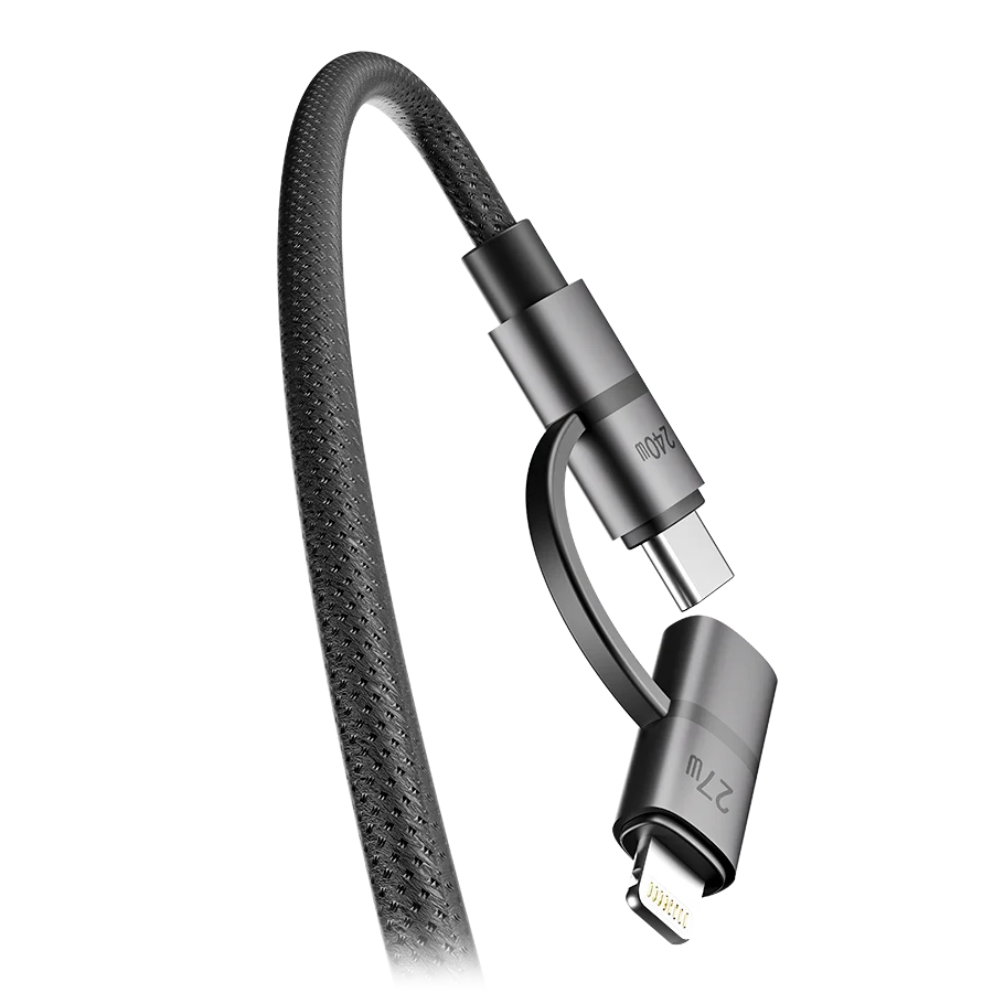 R-2020 2 in 1 charging cable - Type-C to Lightning braided cable