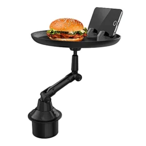 Car cup holder tray with 360° rotation installed in vehicle