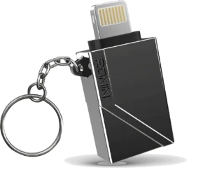 R-3000 OTG Connector for iPhone with metallic body and keychain loop